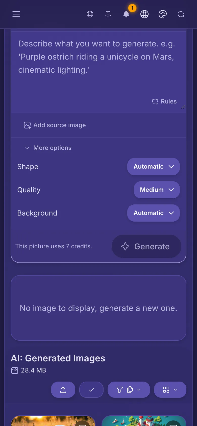More options open for a model: Shape, Quality and Background.