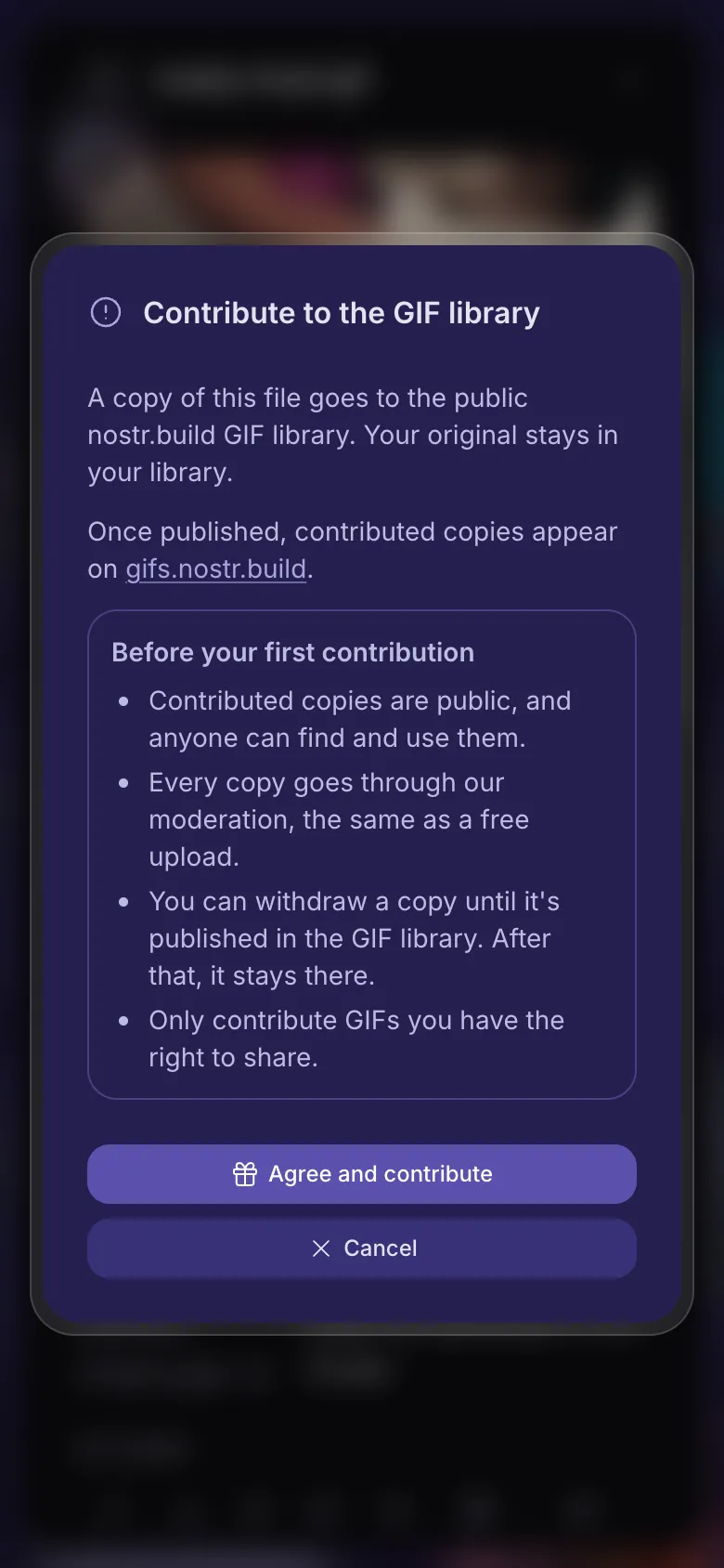 What giving a GIF to the library means, before you agree