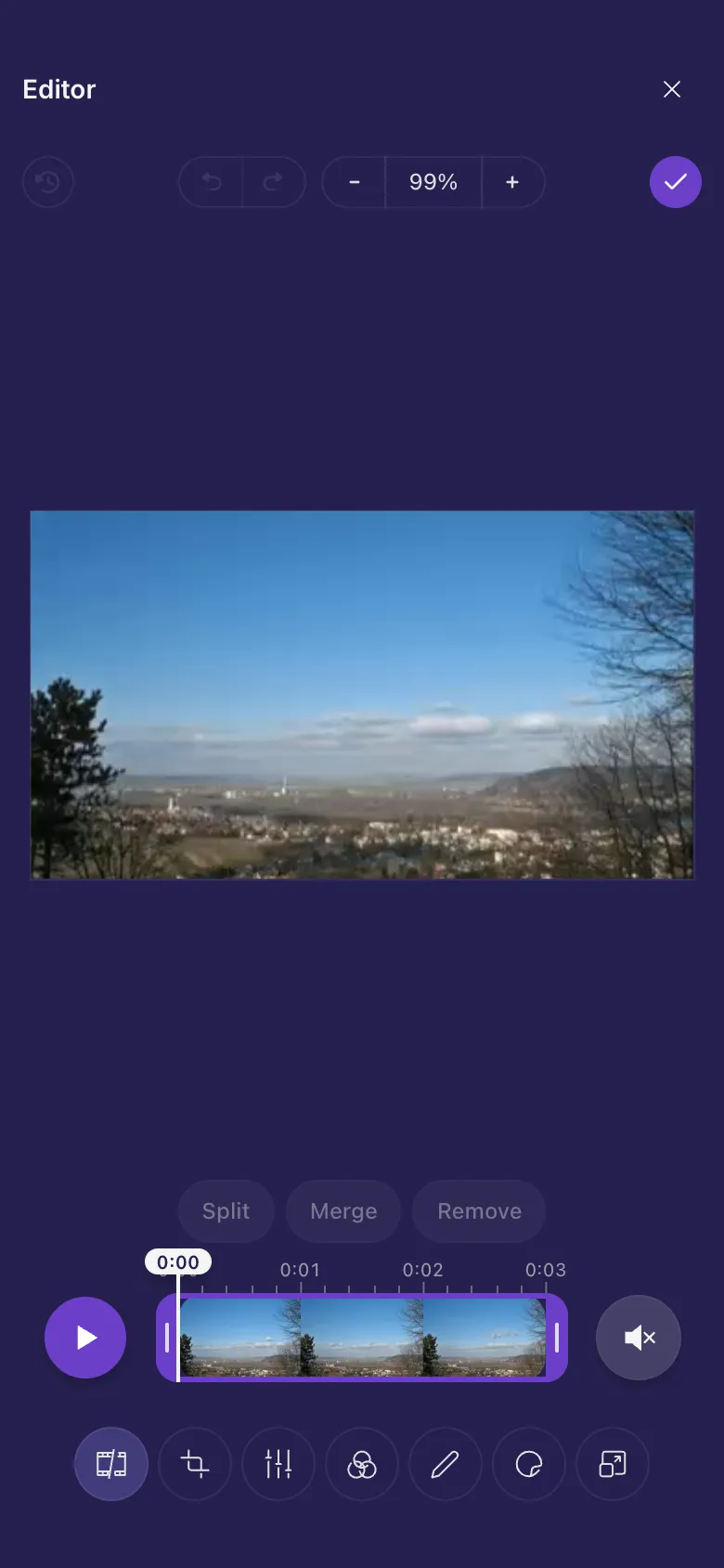 A GIF open in the video editor, ready to trim