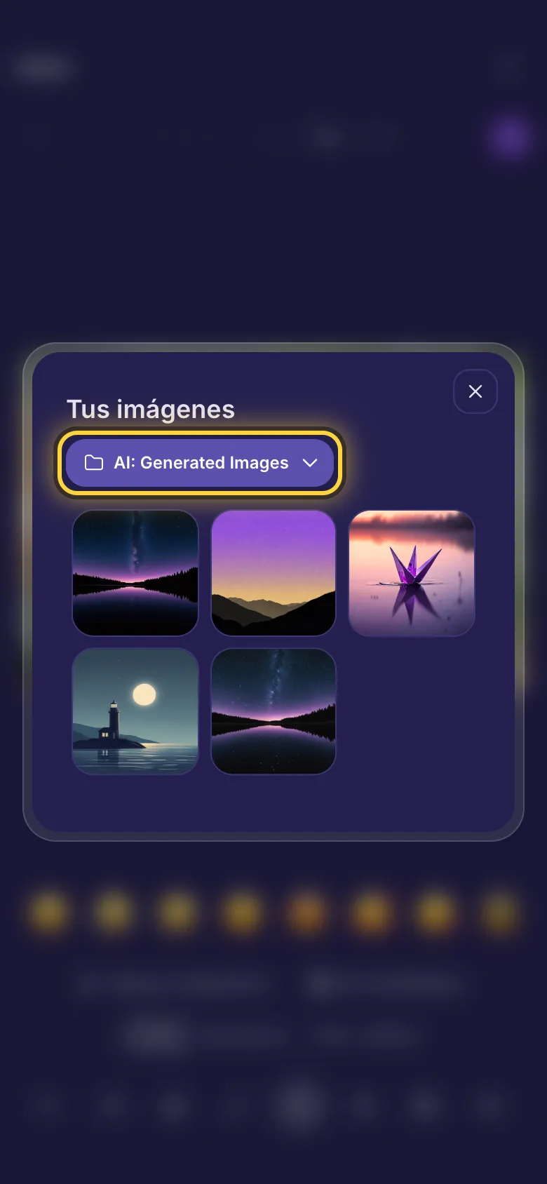 El selector de imágenes de tu biblioteca, con una carpeta de fotos