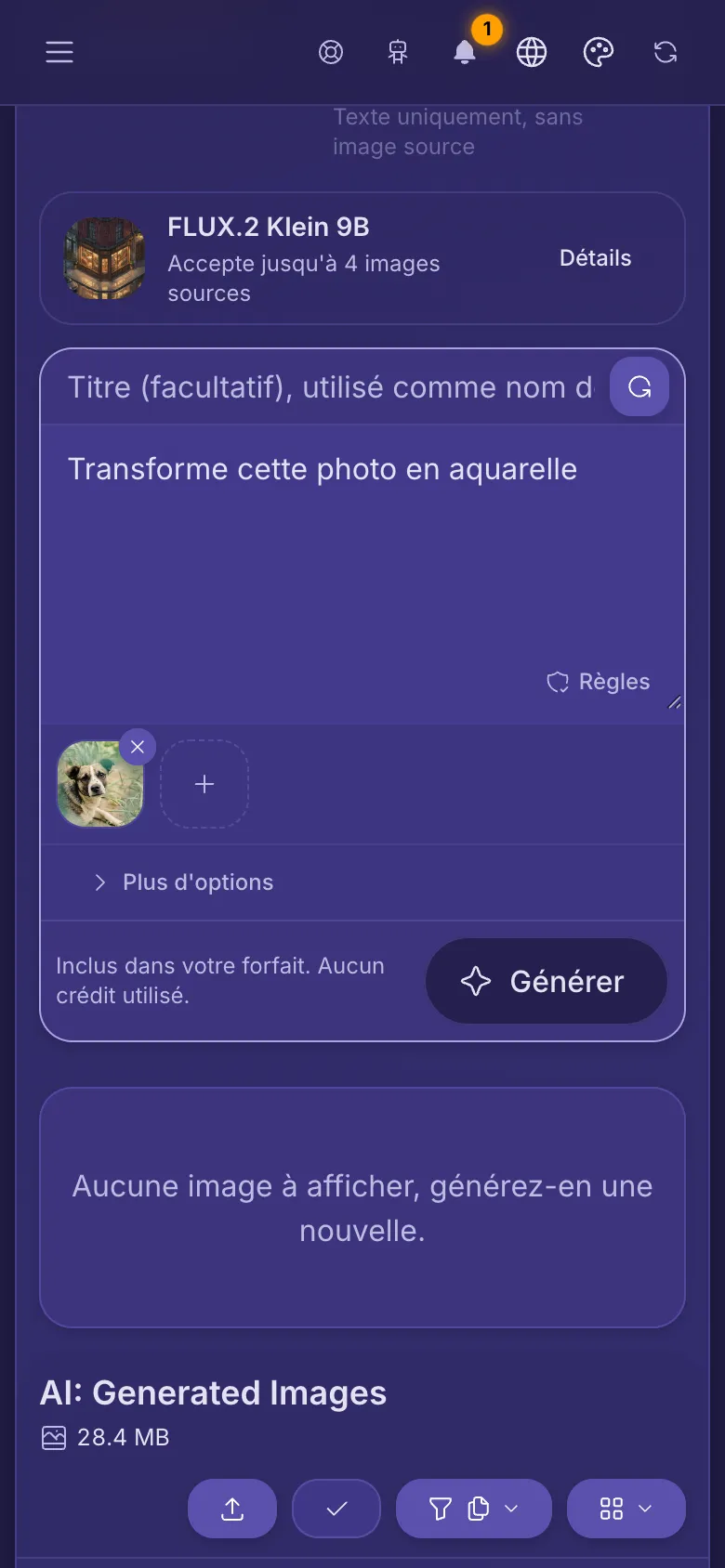 AI Studio avec l'image de la bibliothèque déjà jointe sous l'instruction.