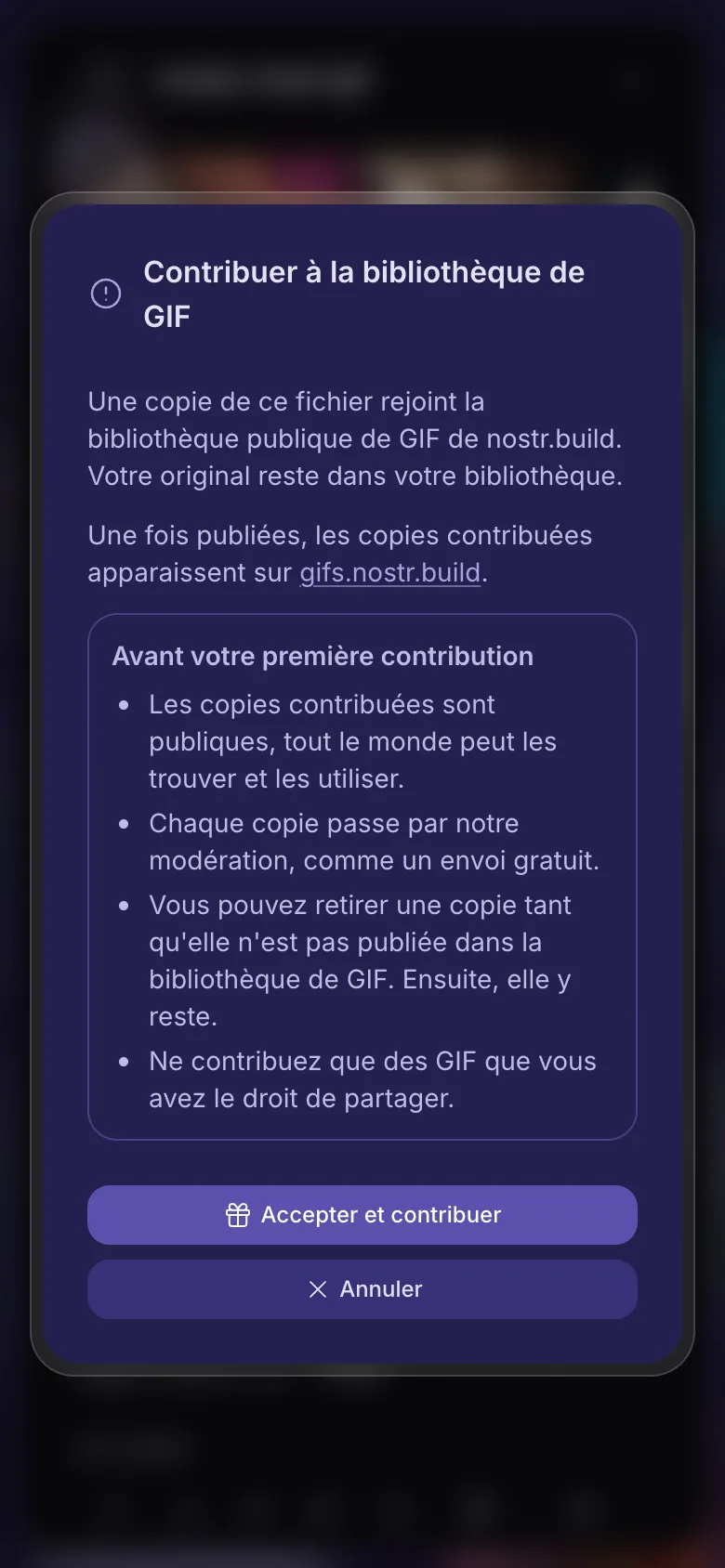 Ce qu'implique le don d'un GIF à la bibliothèque, avant d'accepter