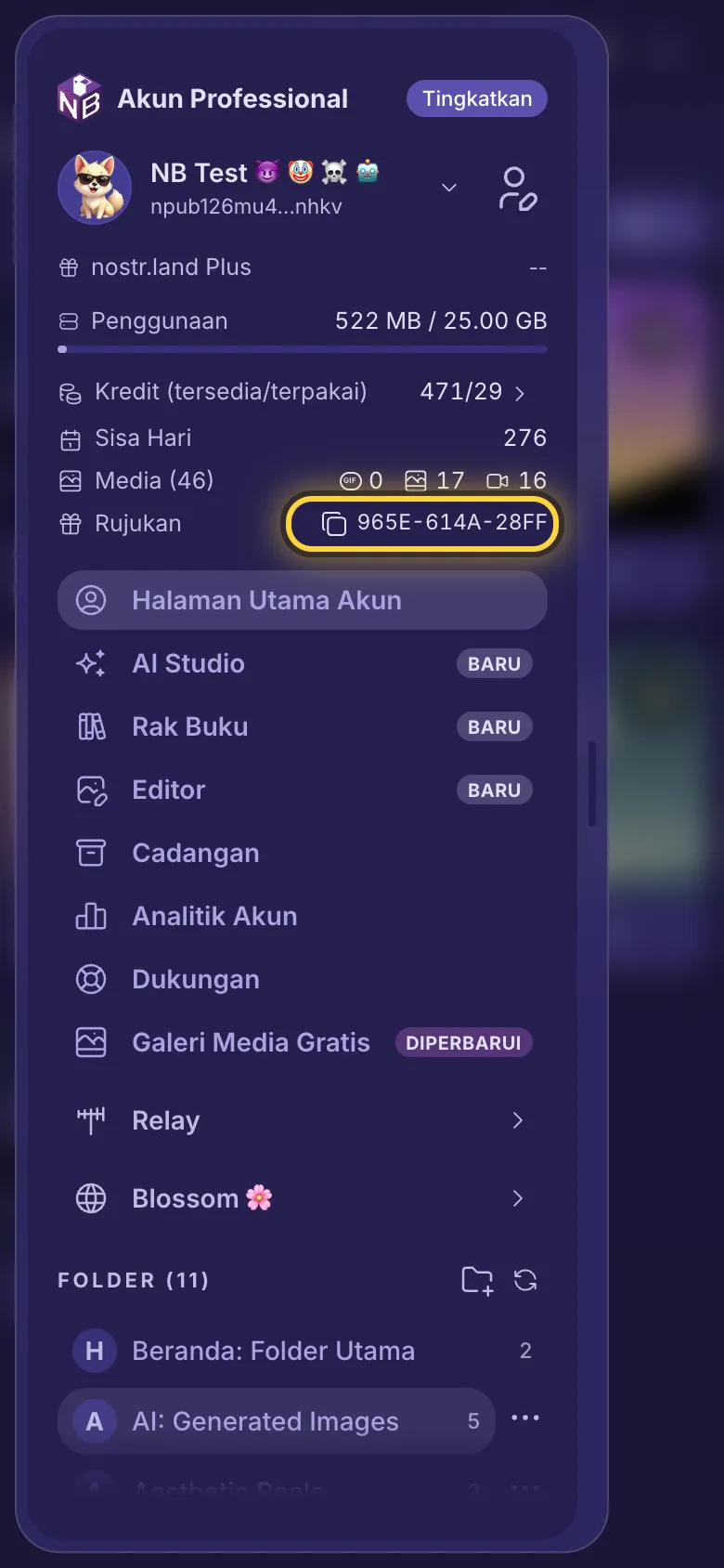 Menu dengan baris tautan rujukan dilingkari.
