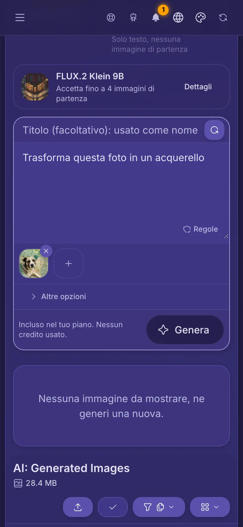 AI Studio con l'immagine della libreria già allegata sotto il prompt.