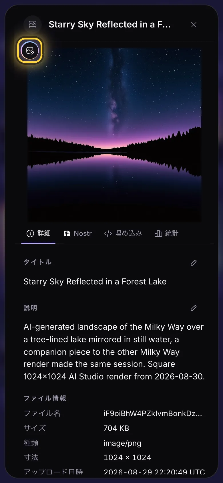 画像の詳細。丸い編集ボタンが丸で囲まれています