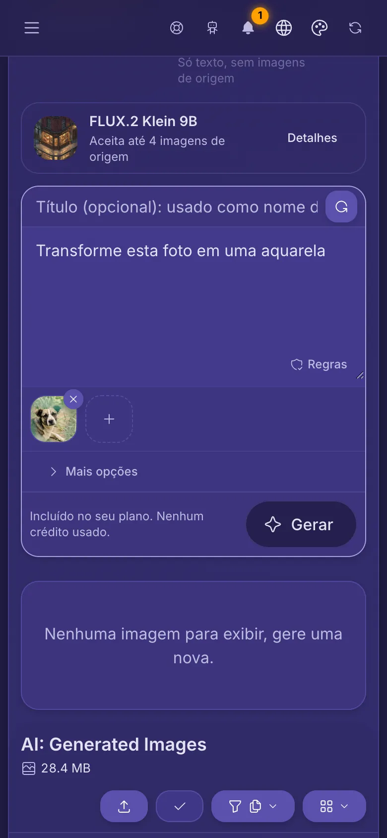 O AI Studio com a imagem da biblioteca já anexada abaixo do prompt.