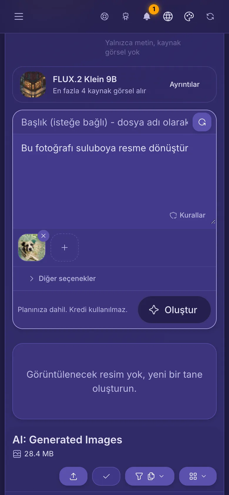 Kitaplıktaki görselin istemin altına zaten eklendiği AI Studio.