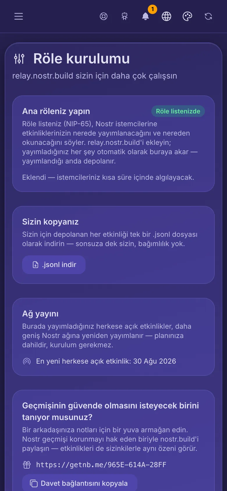 Röle kurulumu: röle listesinde zaten bulunan röle, indirilecek bir kopya ve ağ yayını.