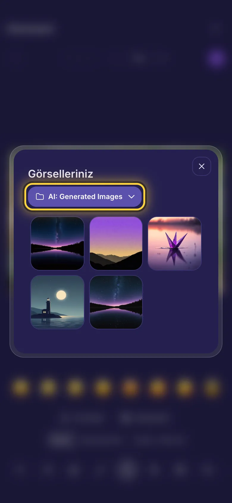 Kitaplığınızdaki görseller için seçici, bir fotoğraf klasörünü gösteriyor