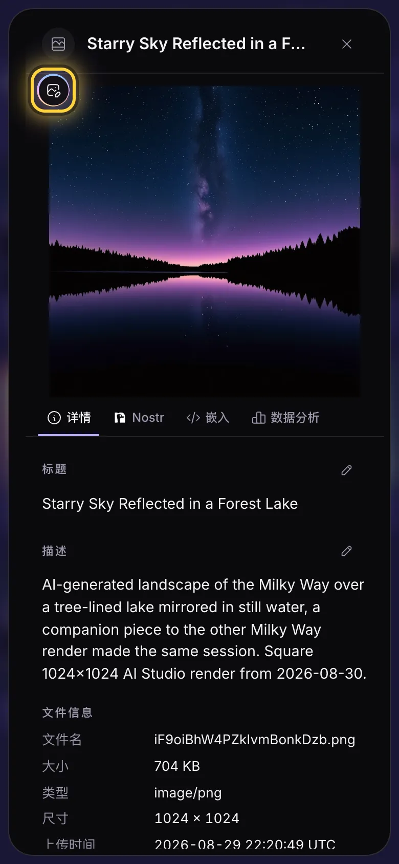 图片详情,圆形“编辑”按钮被圈出